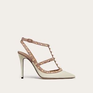 Valentino Rock Stud Heels Light Ivory/Poudre